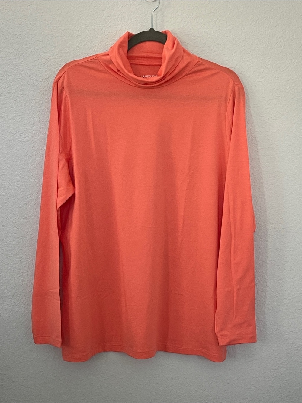 Lands’ End 1X Coral Cowl Neck Long Sleeve Shaped Fit Stretch Top